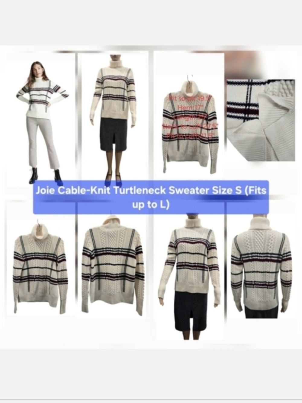 Joie Cable-Knit Turtleneck Sweater Size S - Relaxed Fit